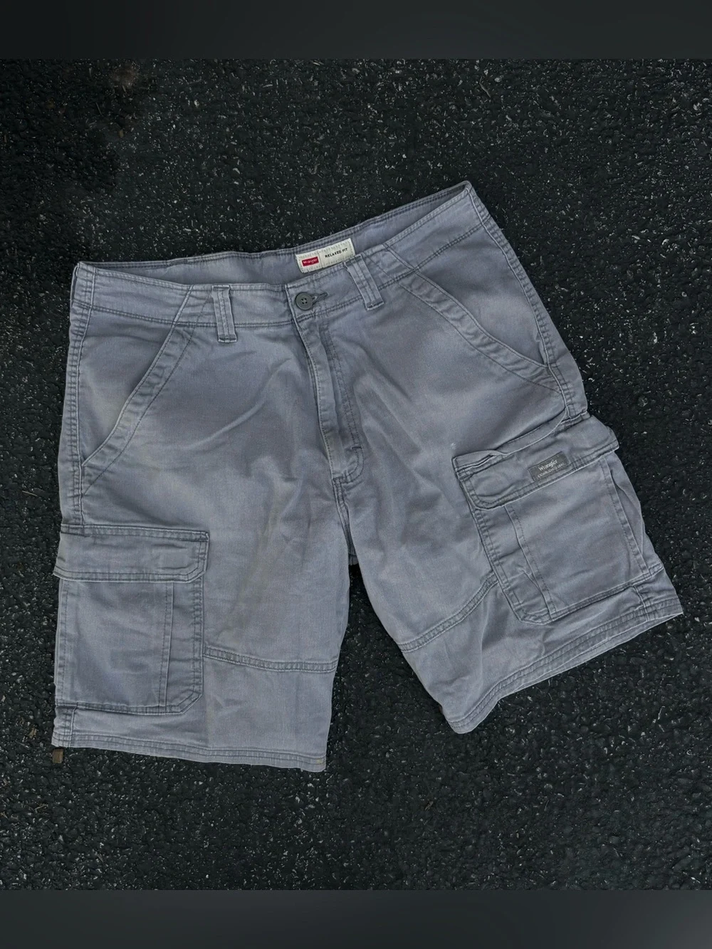 Wrangler Riggs Workwear Cargo Utility Shorts Men Size 34 Gray Cotton Relaxed Fit